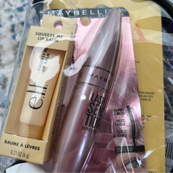 Makeup Bag NWT Eyelash curler Lash Sensational mascara and E.L.F Vanilla Lipbalm - Picture 3 of 5